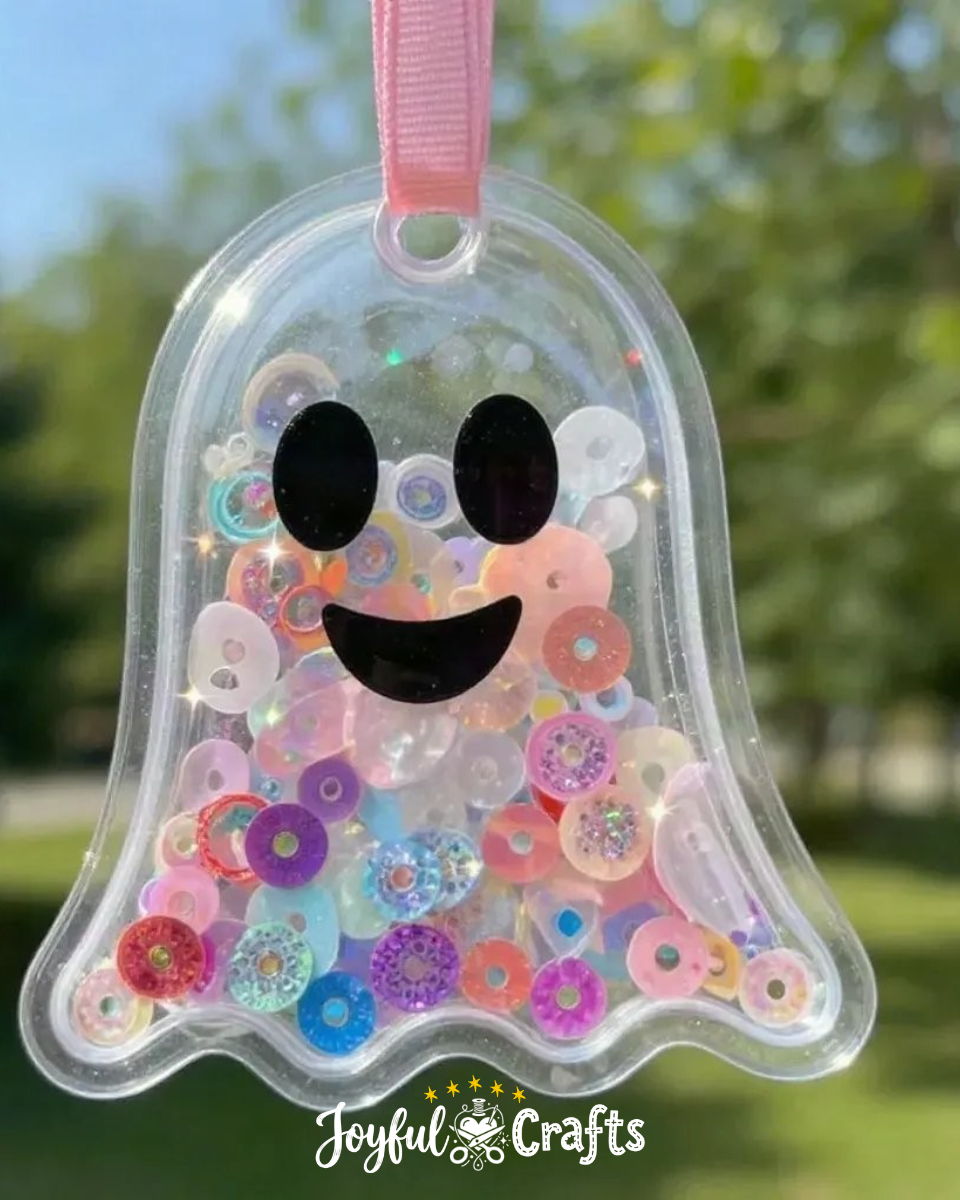 Clear Rainbow Ghost Shaker Suncatcher Craft for Kids