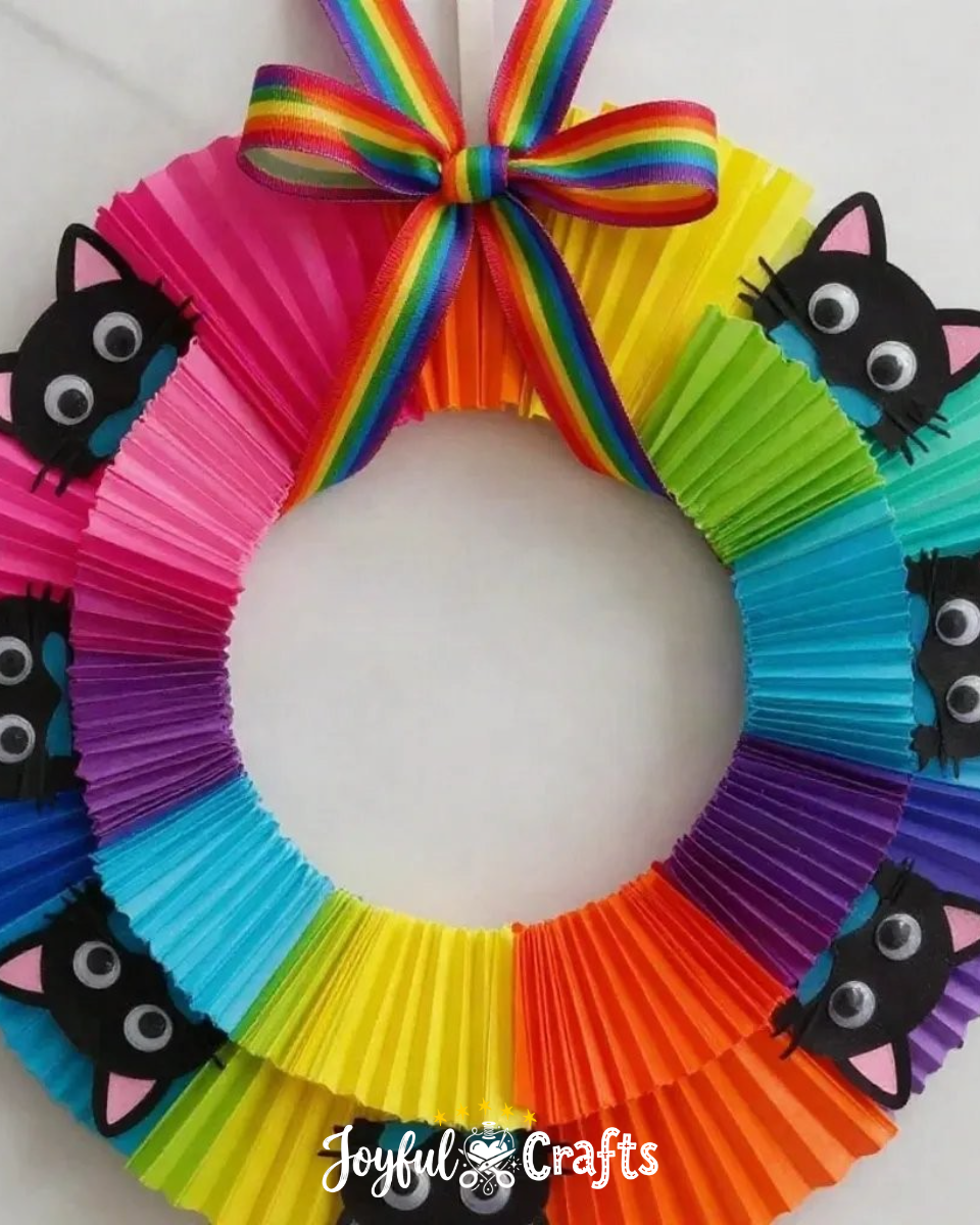 Rainbow Kitten Cupcake-Liner Wreath