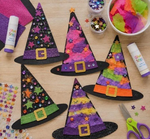 Witch Hat Collage Craft for Kids