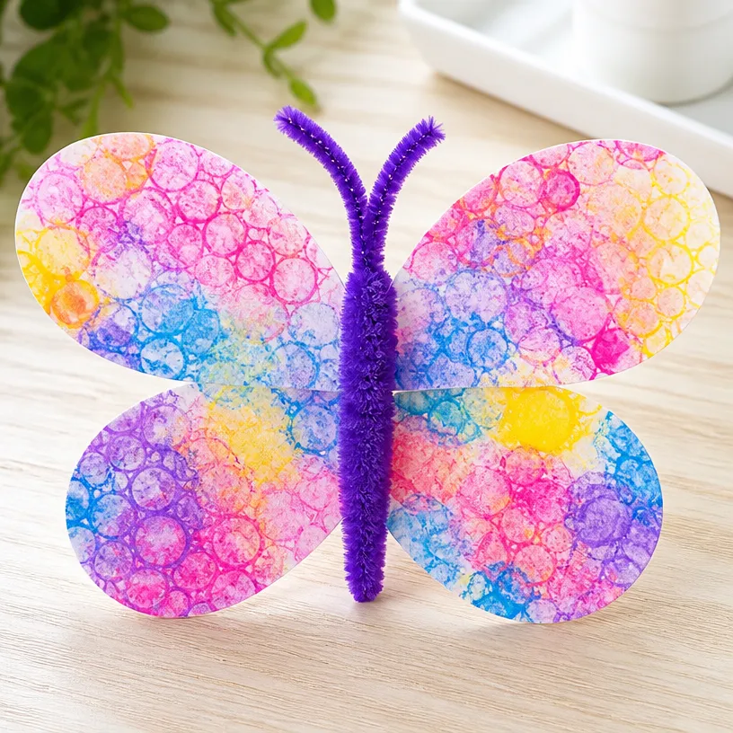 DIY Bubble Print Butterfly Wings Craft for Kids