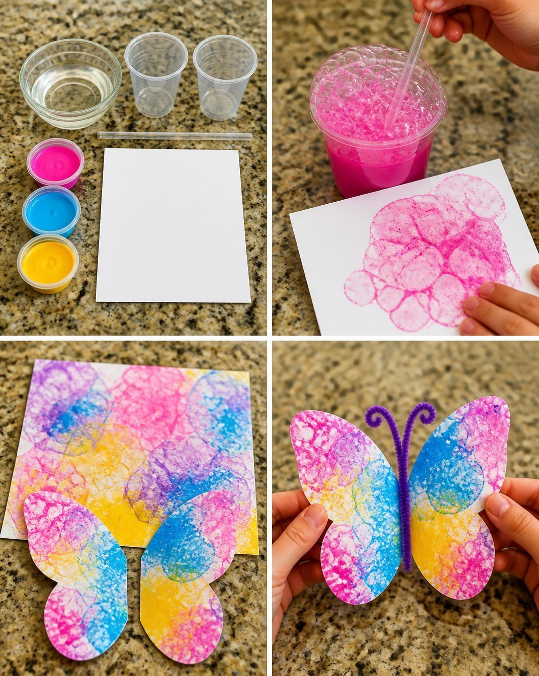 DIY Bubble Print Butterfly Wings Craft for Kids