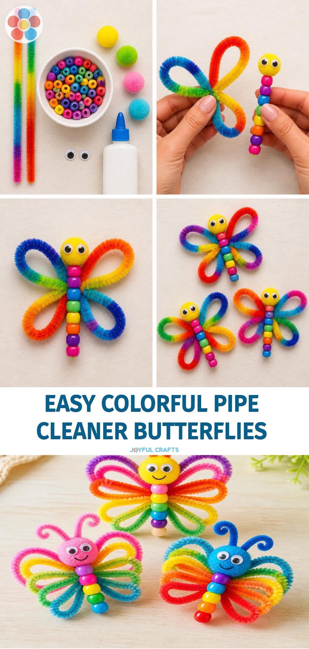 Easy Colorful Pipe Cleaner Butterflies