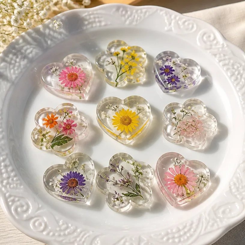 Easy Cornstarch Glass: Floral Hearts and Flowers