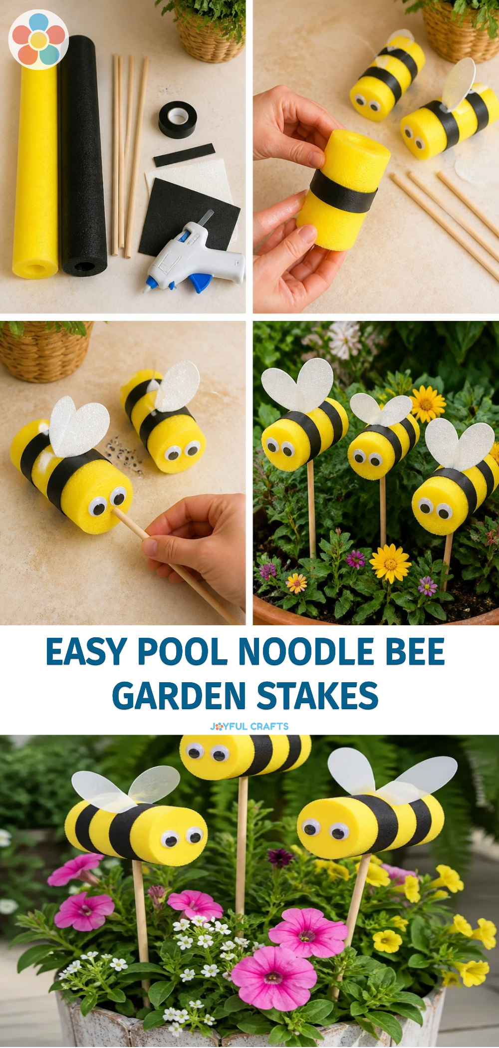 Easy Pool Noodle Bee Garden Stakes