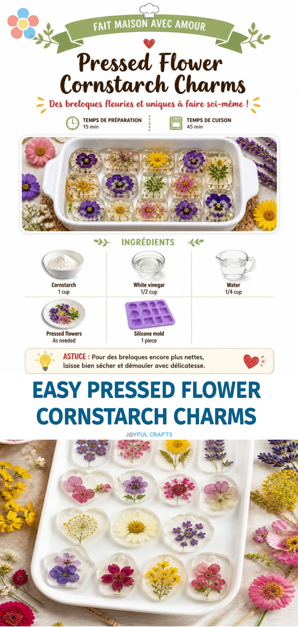 Easy Pressed Flower Cornstarch Charms