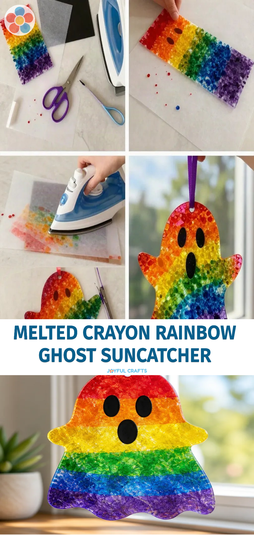 Melted Crayon Rainbow Ghost Suncatcher