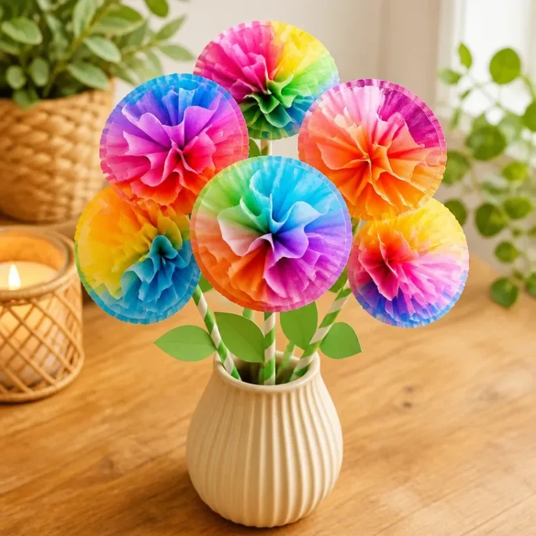 Colorful Rainbow Apple Bouquet crafted with coffee filters