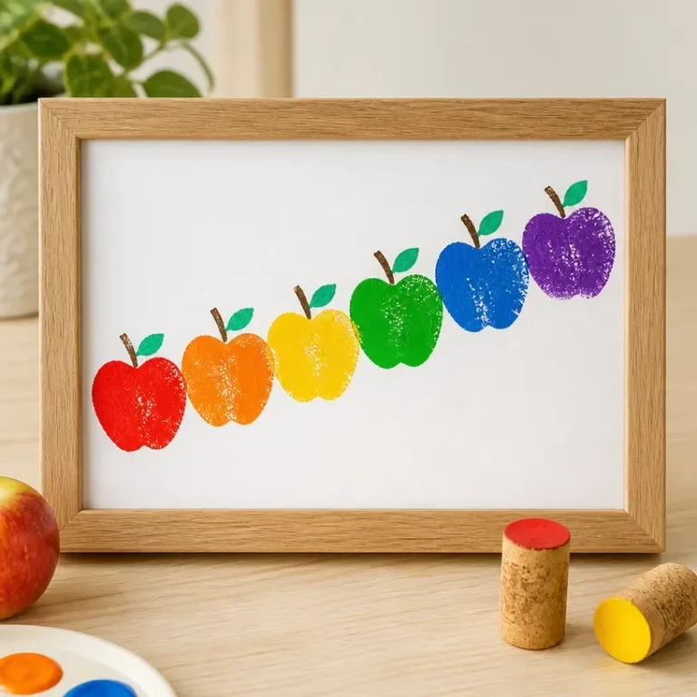 Rainbow Apple Cork Stamp designed for kids' creative art projects