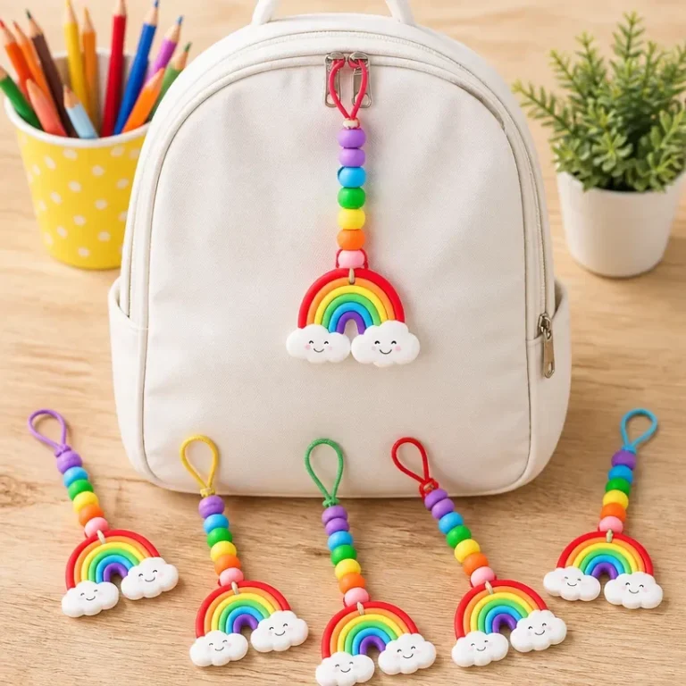 Colorful rainbow backpack name tag charms for kids' personalization