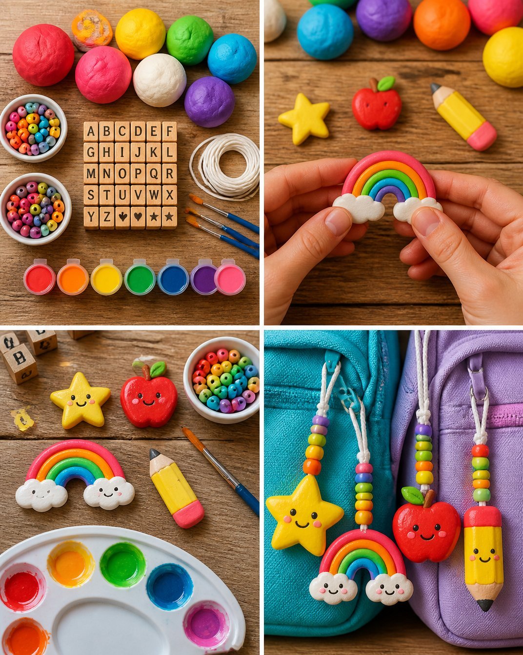 Colorful Rainbow Backpack Name Tag Charms for Kids