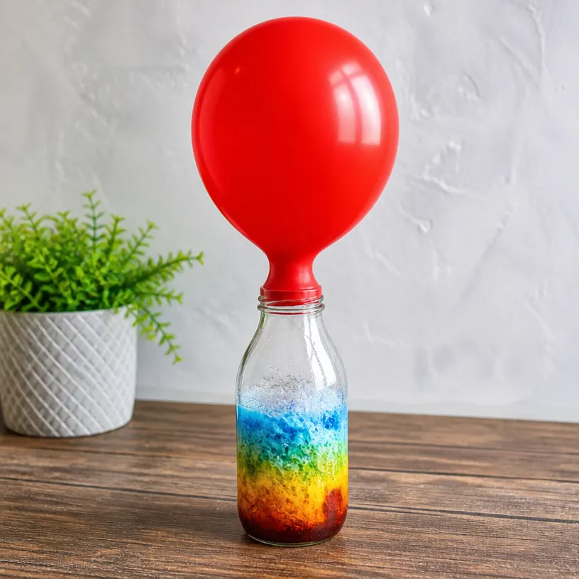 DIY Rainbow Balloon Self-Inflating Experiment for Kids