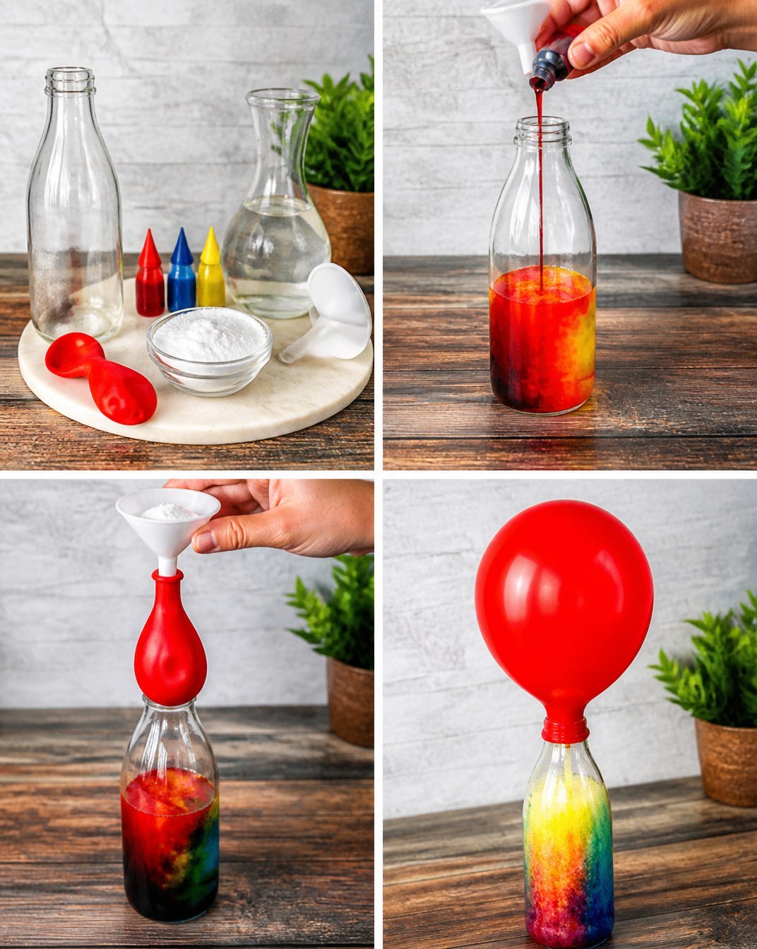 DIY Rainbow Balloon Self-Inflating Experiment for Kids