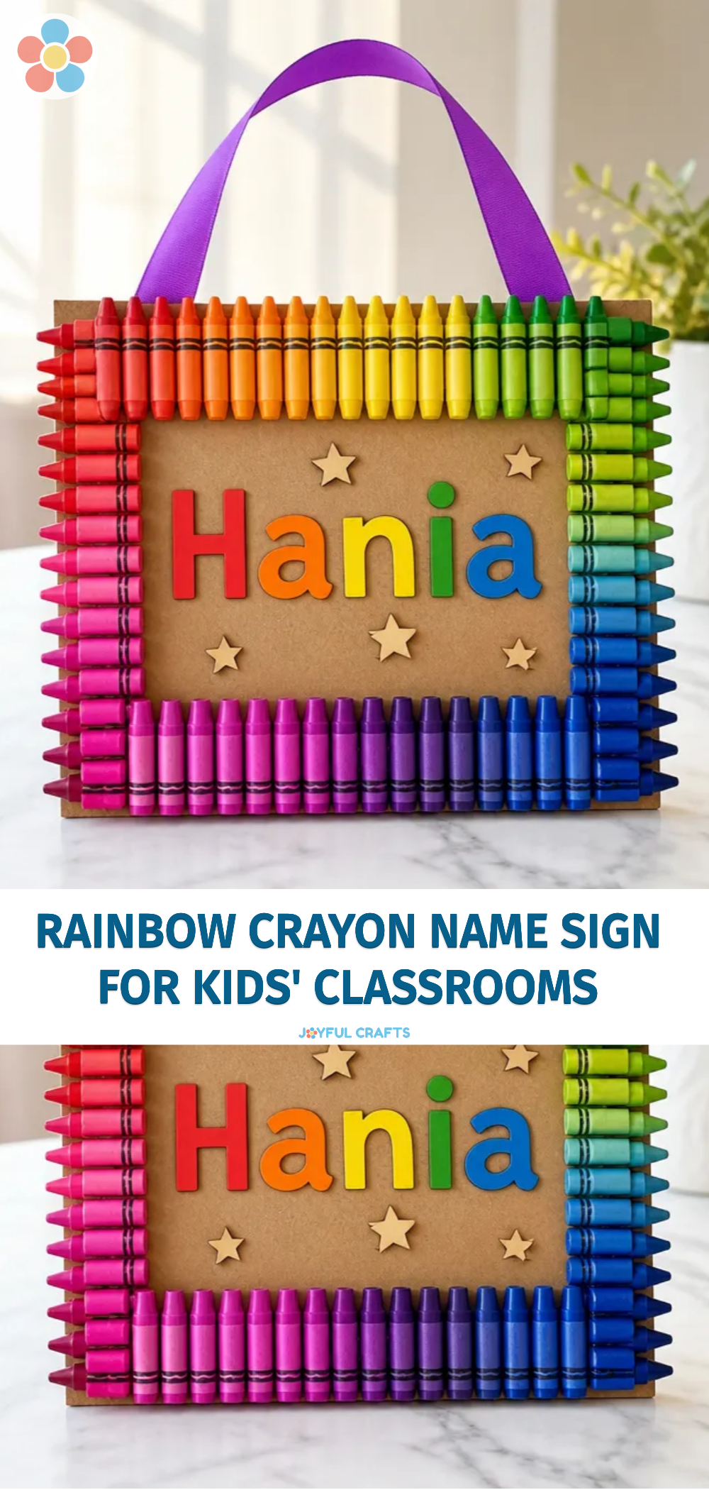 Rainbow Crayon Name Sign for Kids' Classrooms