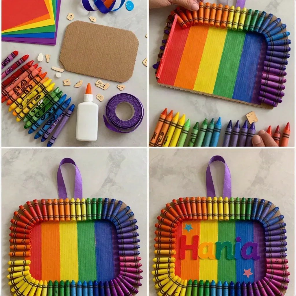 Rainbow Crayon Classroom Name Sign - Colorful Name Plate for Kids' Classrooms