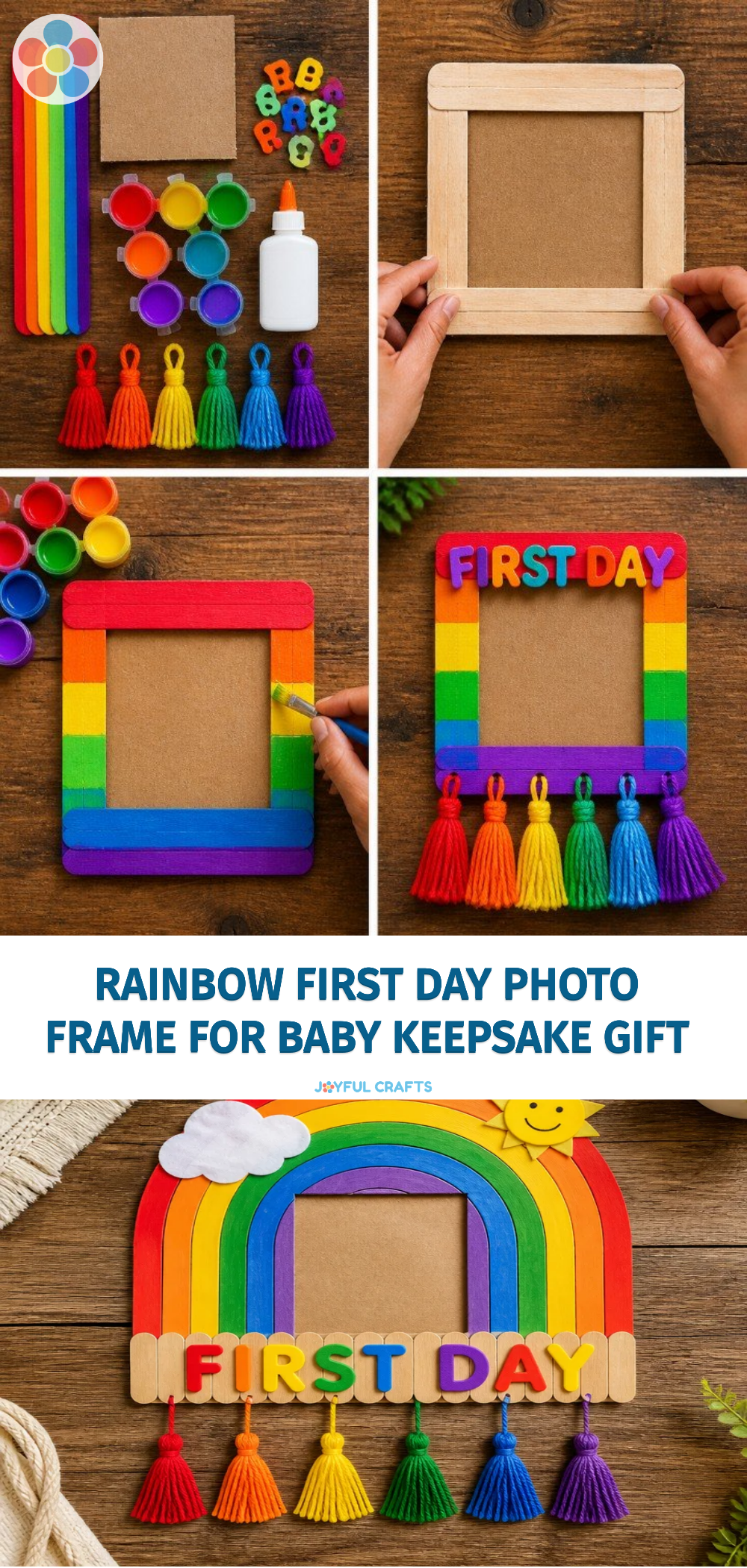 Rainbow First Day Photo Frame for Baby Keepsake Gift