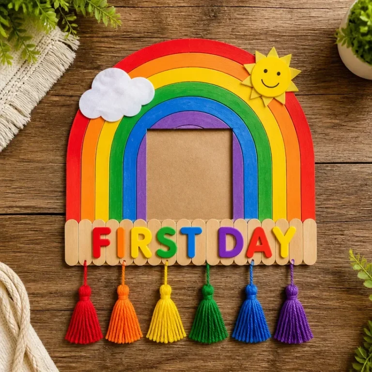 Rainbow First Day Photo Frame for a memorable baby keepsake gift