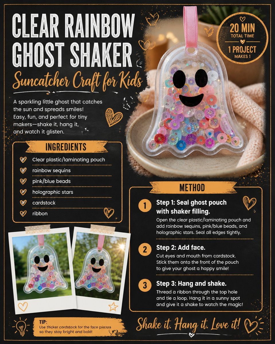 DIY Rainbow Ghost Shaker Suncatcher for Kids