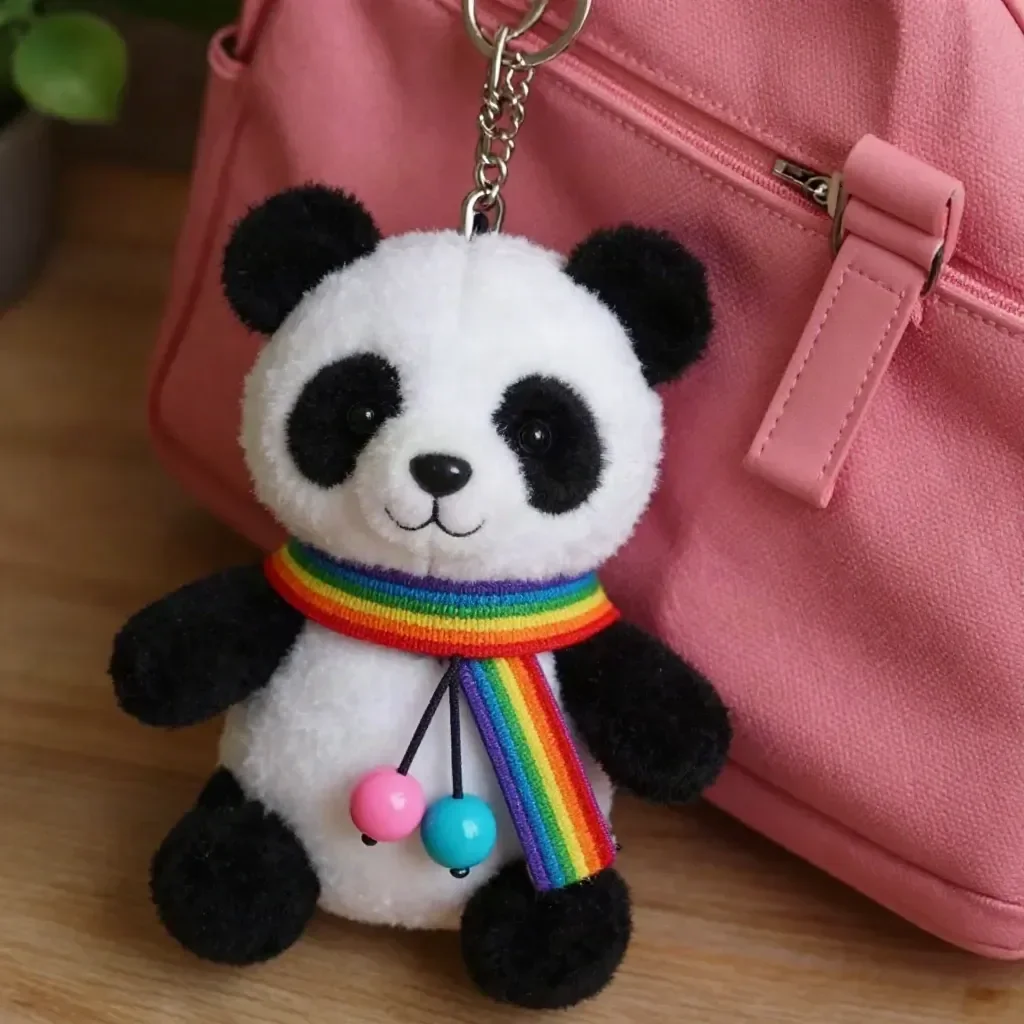 Colorful Rainbow Panda Backpack Charm for fun and vibrant accessories