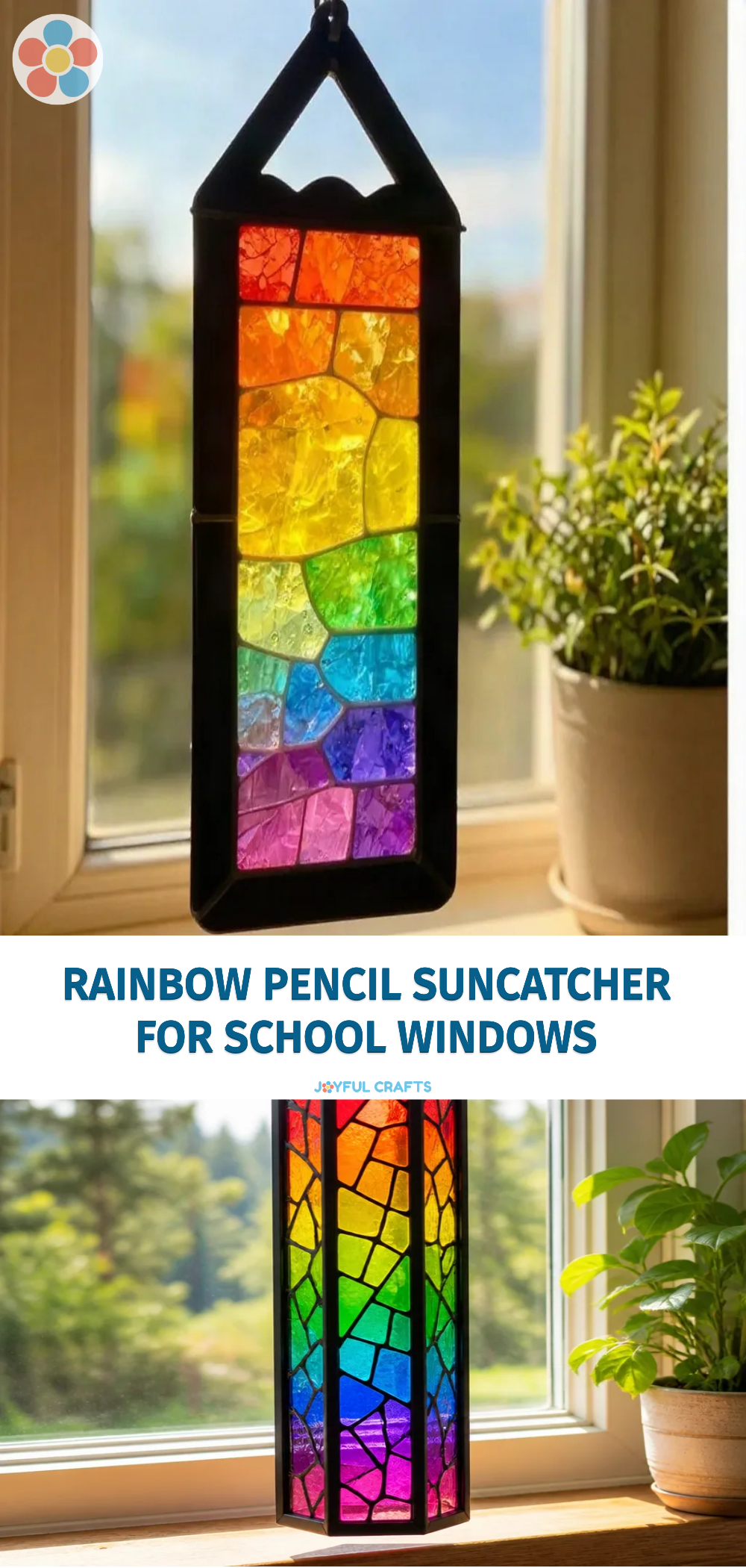 Rainbow Pencil Suncatcher for School Windows