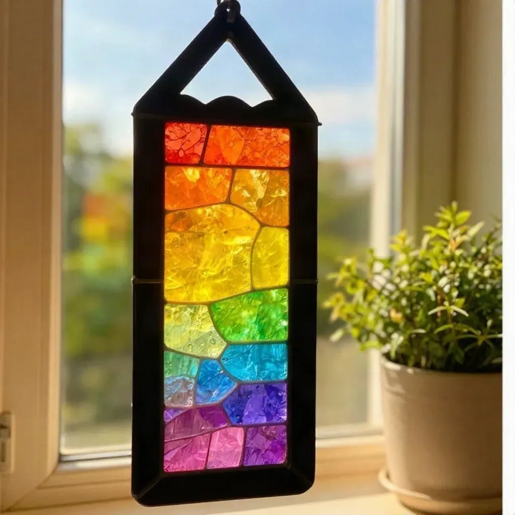 Rainbow Pencil Suncatcher for School Windows – Colorful Classroom Decor