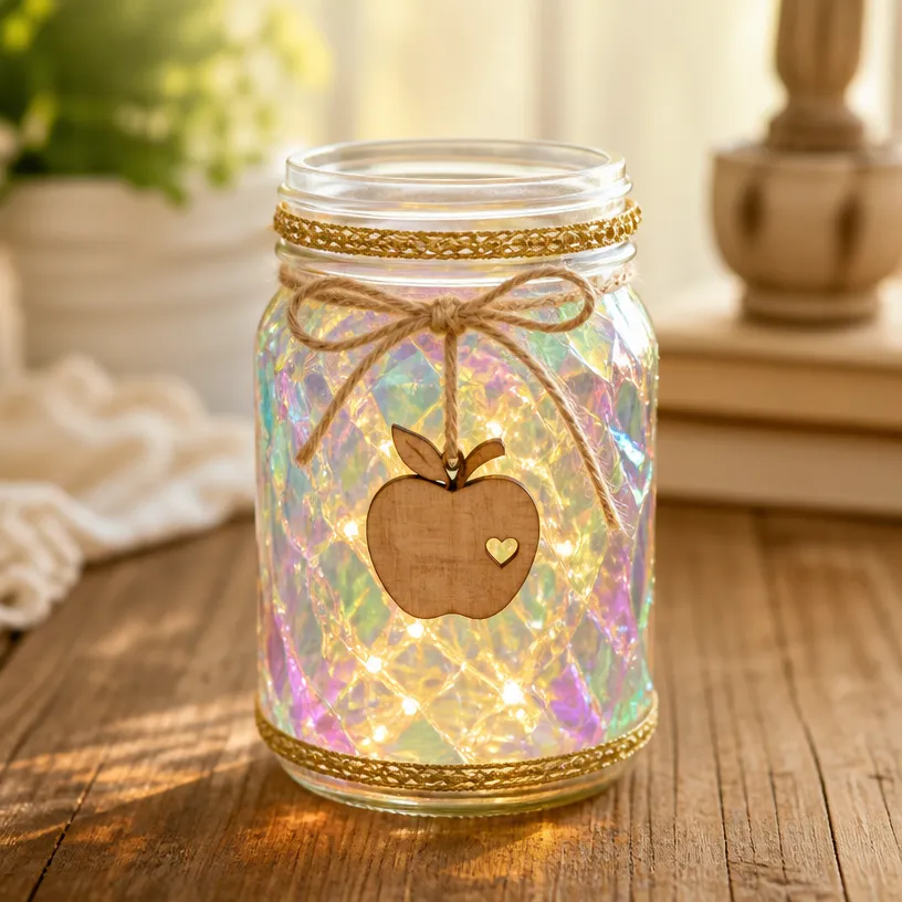 Holographic Rainbow Apple Teacher Lantern