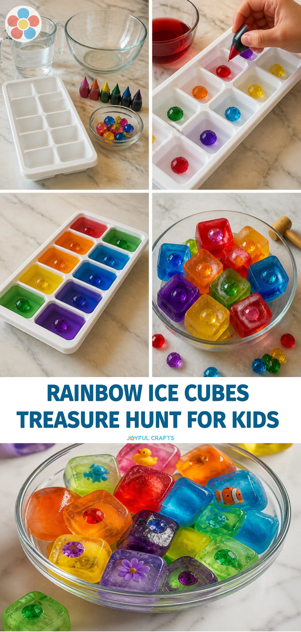Rainbow Ice Cubes Treasure Hunt for Kids