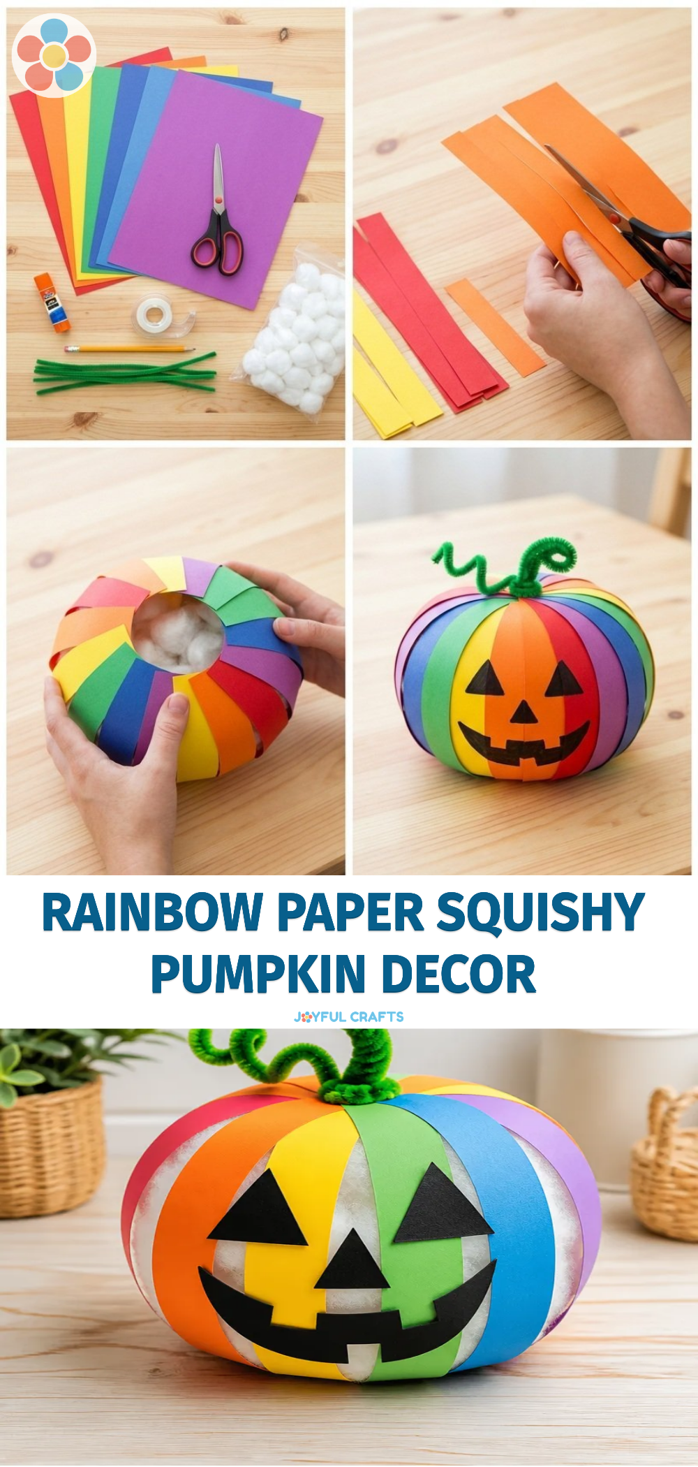 Rainbow Paper Squishy Pumpkin Decor